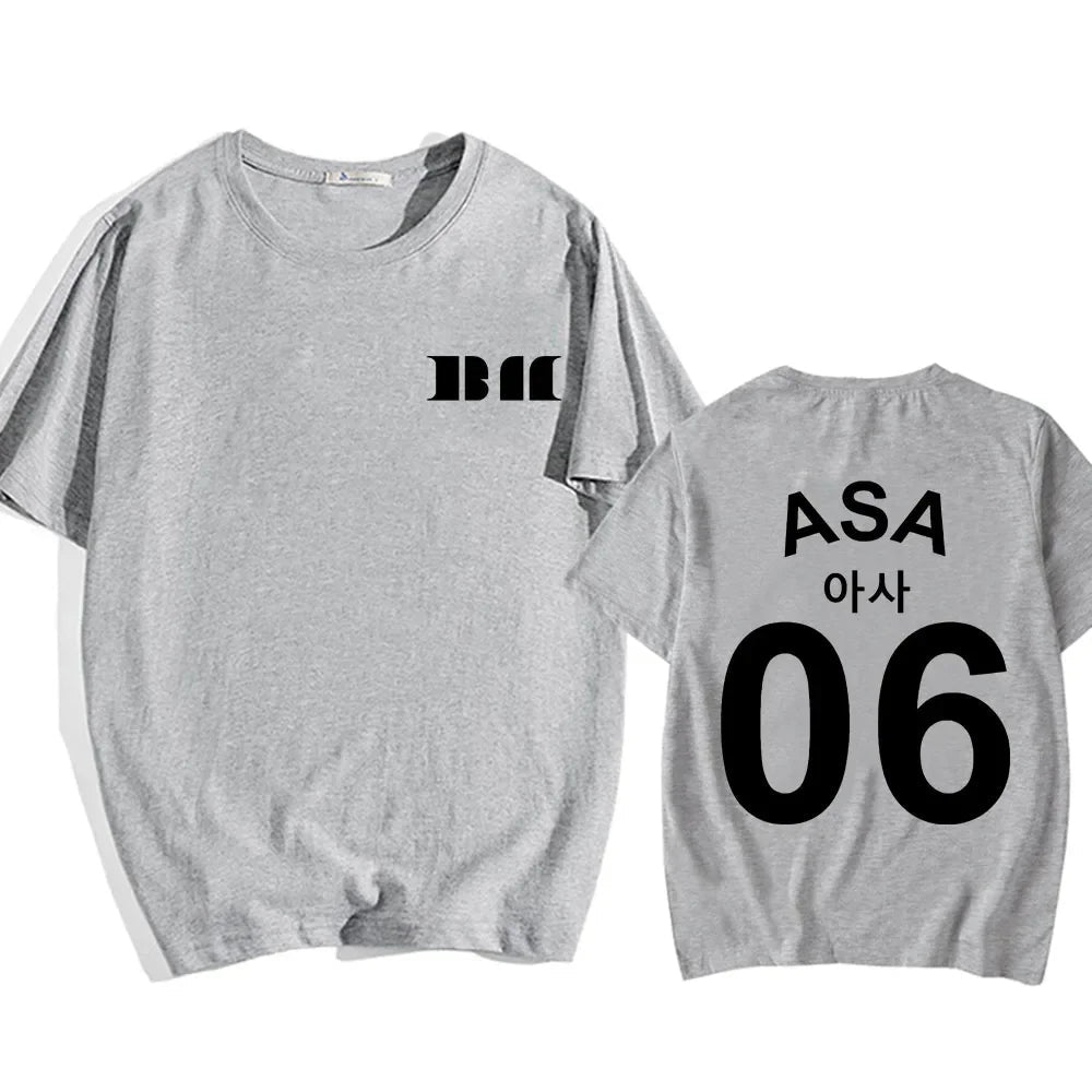 BABYMONSTER Kpop Band T-shirt ASA 06 Tees Short Sleeve Cotton Comfortable Tee-shirt Summer Casual Women/Men Tshirts Streetwear SS69 17.69 gray / XXL