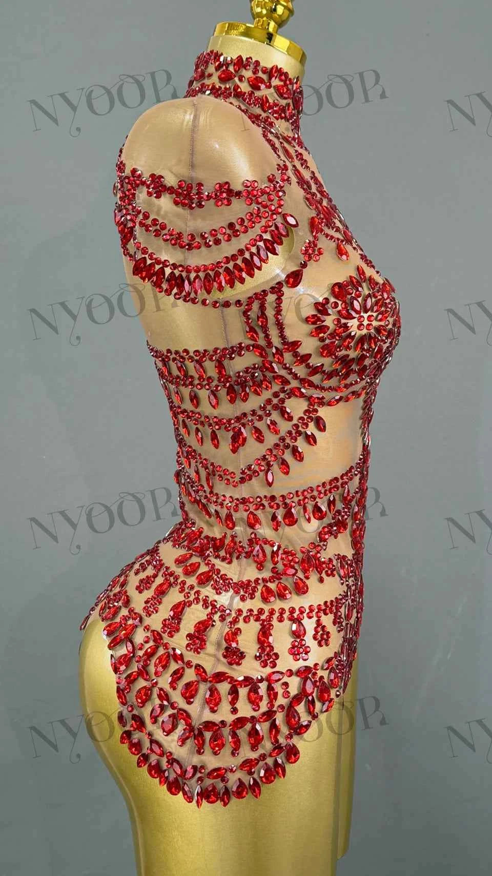 Sparkly Rhinestones Bodysuit Women Sexy Mesh Transparent Party Leotard Performance Dance Costume Singer Dancer Show Stage Wear