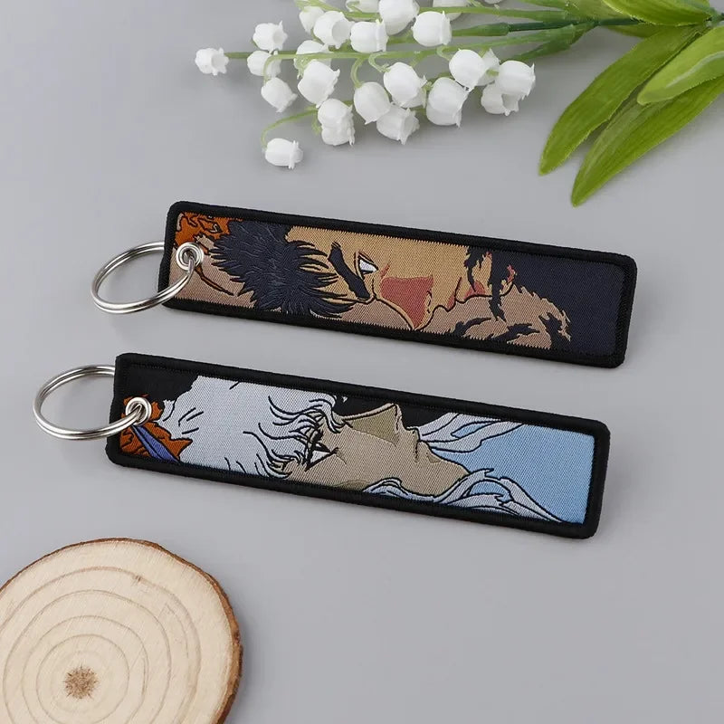 Sword Wind Legend Anime JOJO Wonderful Adventure Weaving Mark Keychain Sword Wind Legend Decorative Chain Fabric Key Pendant