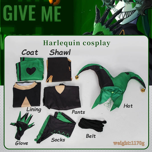 ‌Anime The Freak Circus Harlequin Cosplay Costume Adult Clown Top Pants Full Set Joker Uniform Halloween Carnival Clothes