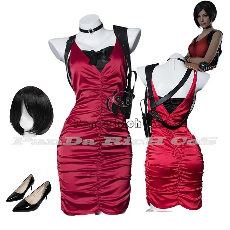 Ada Wong Resident Evil Red Cheongsam Cosplay Dress for Women