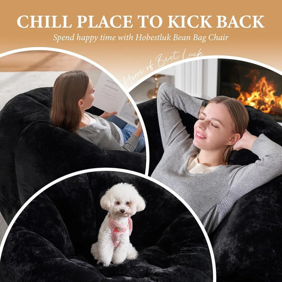 Bean Bag Chair, Comfy Giant Stuffed Bean Bags Chais W/Spacious Design for Reading, Playing or Relaxing, Bean Bag Couch for Adult