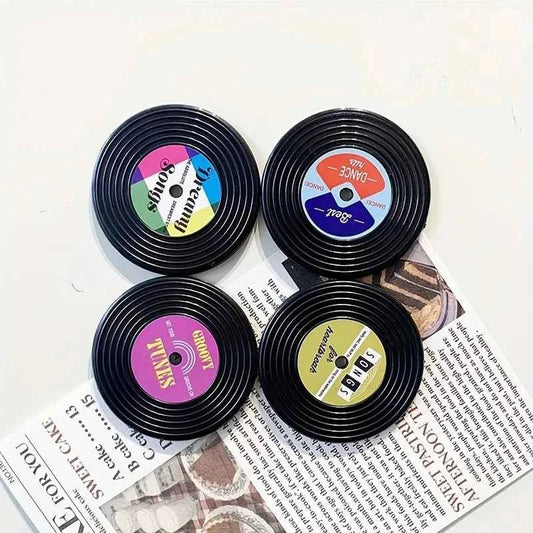 4Pcs Vintage Creative Gramophone Record Fridge Magnet Message Board Reminder Refrigerator Sticker for Home Kitchen Decoration