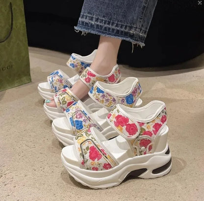 Platform Sandals Female 2024 Summer Fashion Peep-toe Shoes Character With High Heel Muffin Daddy Leisure Sports Sandals Female - SS69