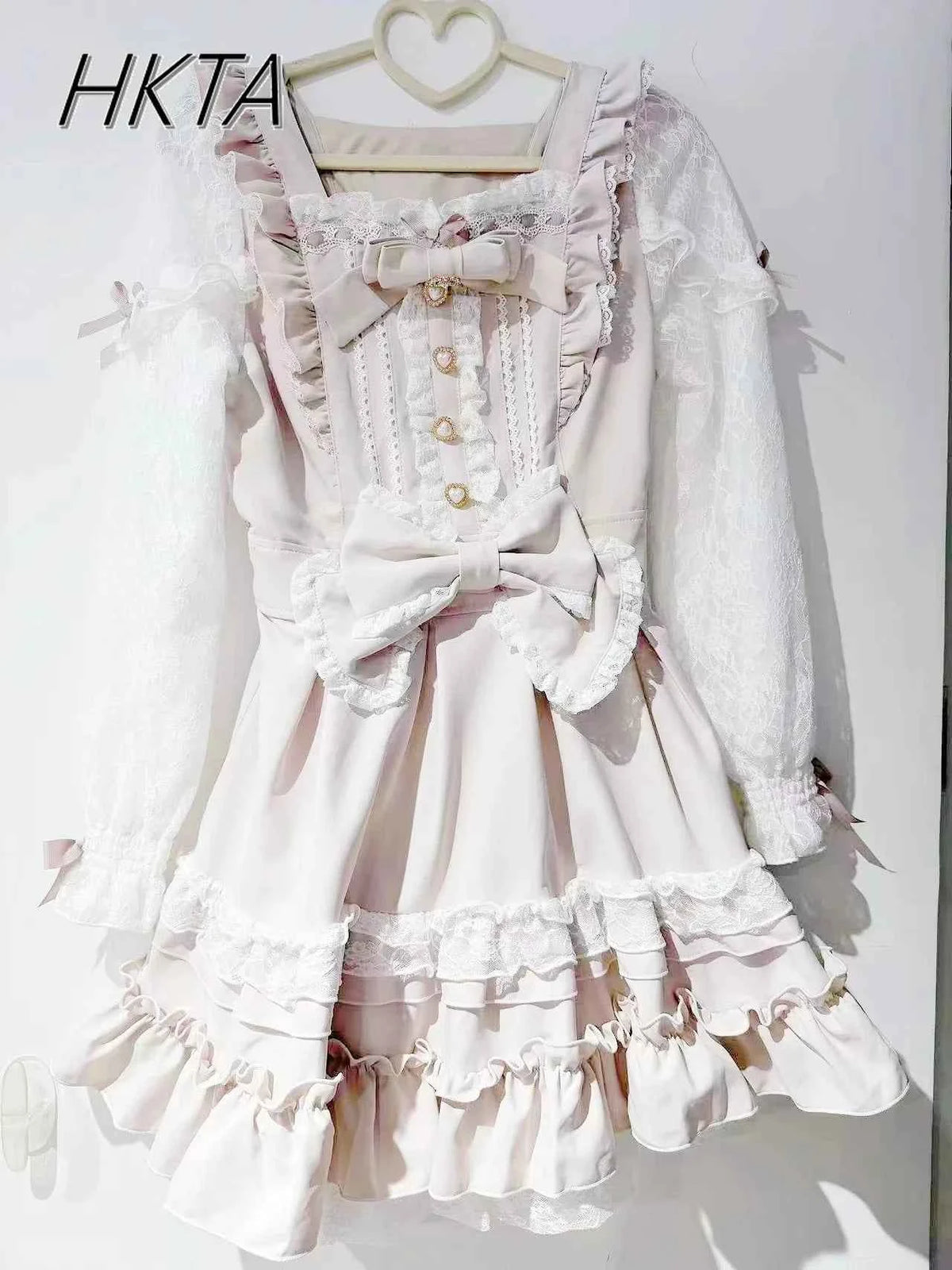 Japanese Liz Dresses Women Autumn New Girl's Sweet Cute Bud Mini Series Mass Production Angel Small Cake Dress Bow Lolita Dress