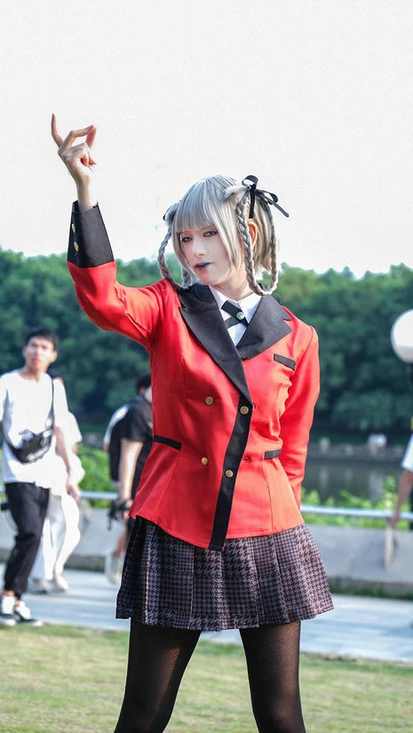 Anime Kakegurui Cosplay Costume Kirari Momobami Uniform Yumeko Sayaka Compulsive Gambler Japanese School Girl Pleated Skirt Suit SS69