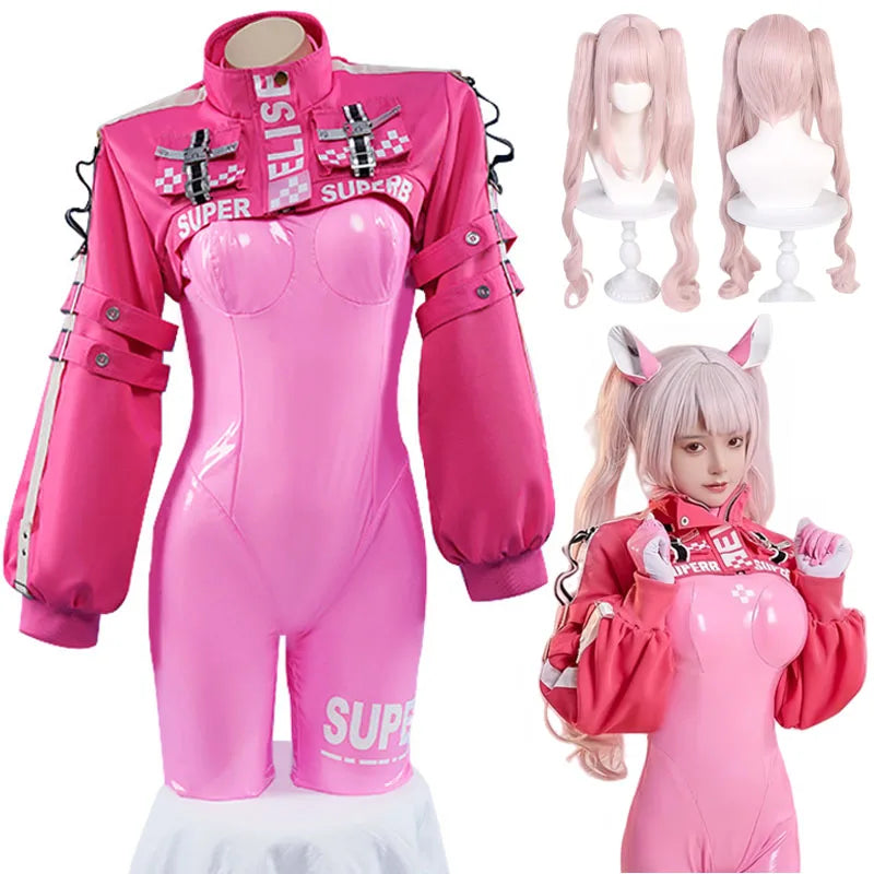 Women’s Nikki Alice Cosplay Costume Bodysuit with Ear Gloves Wig Cosplay Latex Cat suit Jumpsuit Jacket Suit SS69
