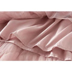 Fashionable Tiered Tulle Maxi Skirt for Women 2024 New Elegant High Street A Line High Waist Mesh Long Skirt Female Pink