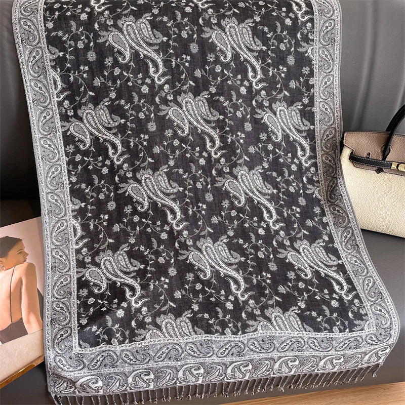 Luxury Brand Autumn Cashmere Pashmina Shawl Lady Wrap Warm Winter Scarves Design Print Female Foulard Cotton Stoles Scarf 2023 SS69