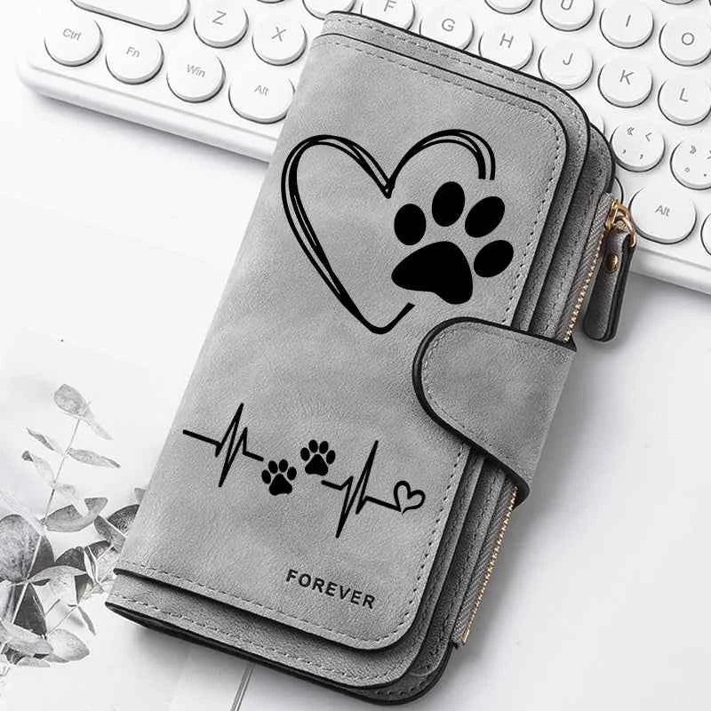 Heart-Shaped Animal Paw Butterfly Print Design Women Wallets Card Coin Wallet for Girls Purse ID Wallets Female Coin Purse Gift