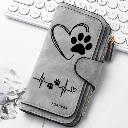 Heart-Shaped Animal Paw Butterfly Print Design Women Wallets Card Coin Wallet for Girls Purse ID Wallets Female Coin Purse Gift