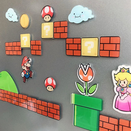 Bros Fridge Magnet Home Kitchen Convenience Sticker Cartoon Anime Photo Message Board Refrigerator Magnetic Stickers Home Dec