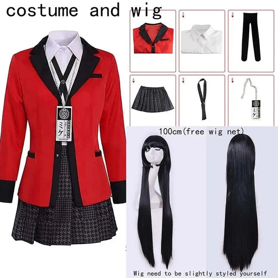 Yumeko Jabami Cosplay Costume School Uniforms Jabami Yumeko Outfits Full Set with Stockings Girl JK School Uniform For Comic Con SS69 56.69 costume and wig / XXL