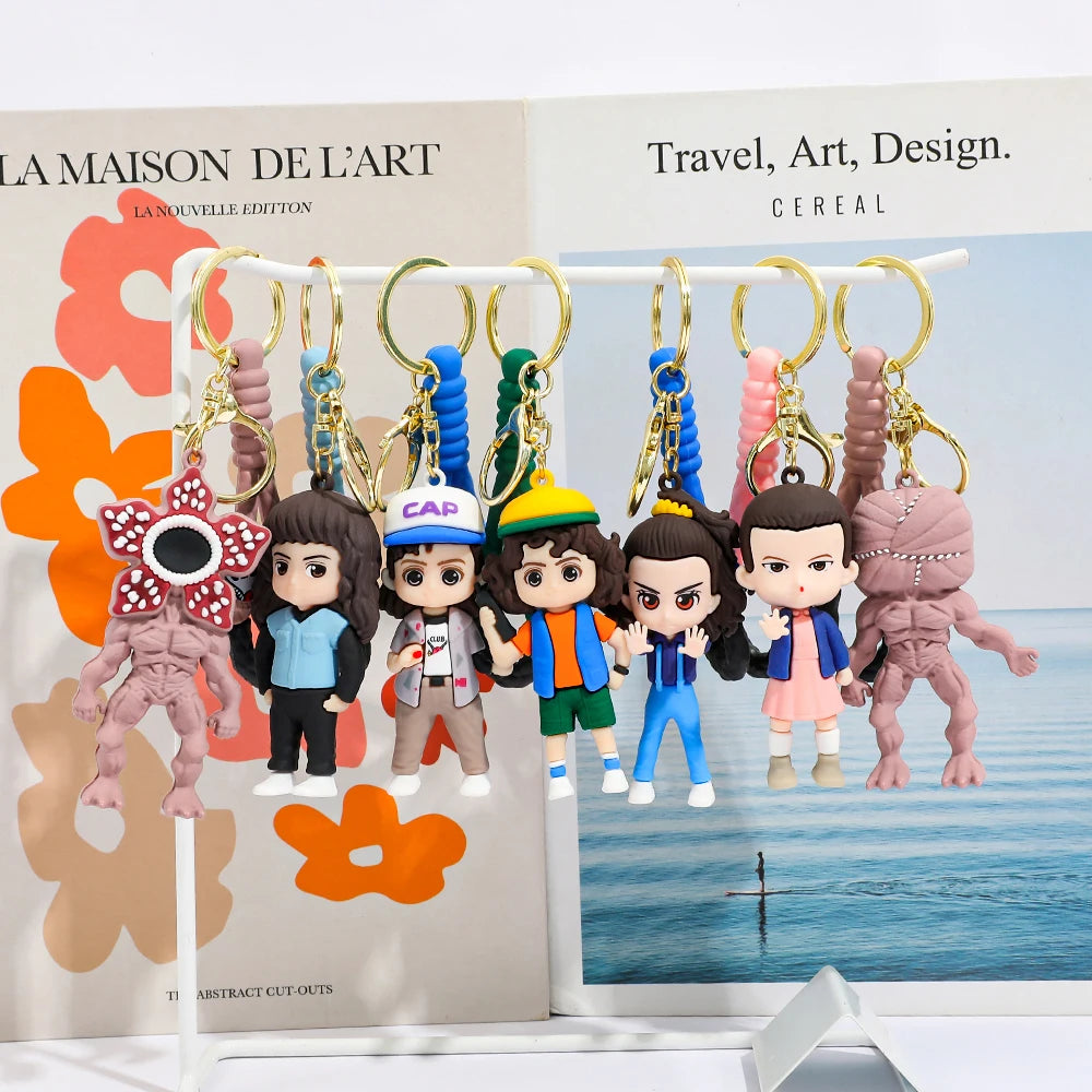 2026 New Fashion Bag Accessories The Horror TV Keychain Mike Will Demogorgon With Strings Rope For Female Children Birthday Gift