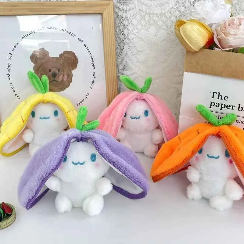 Funny Strawberry Carrot Rabbit Plush Toys Stuffed Into Fruit Transform Soft Animals Bunny Doll For Boys Girls Birthday Gift