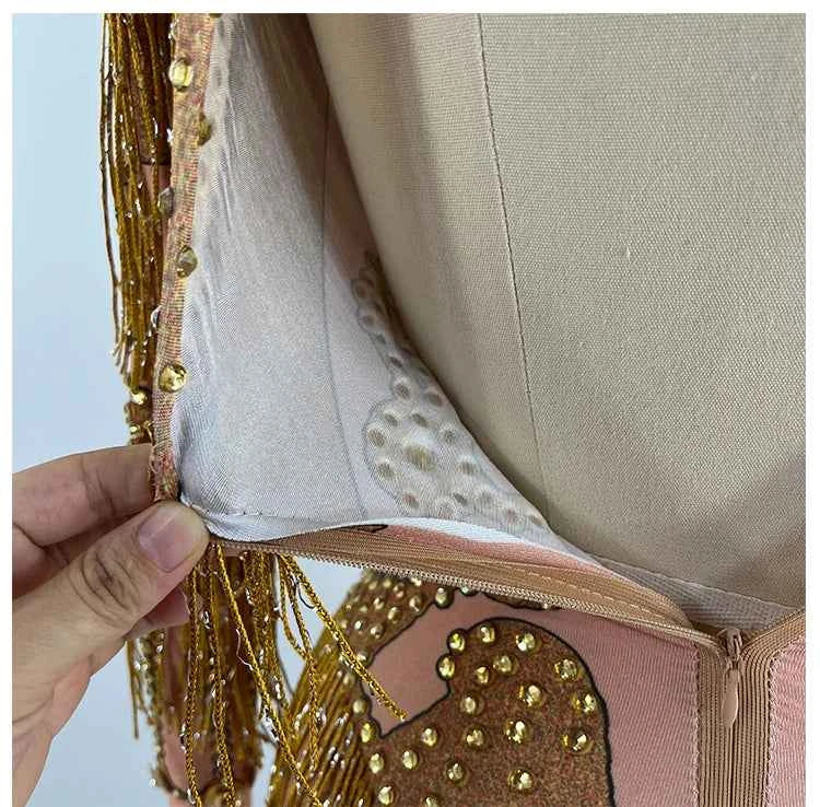 Custom rhinestones bodysuit tassels women Celebrate stage Team pole dance club party fashion leotard clothing