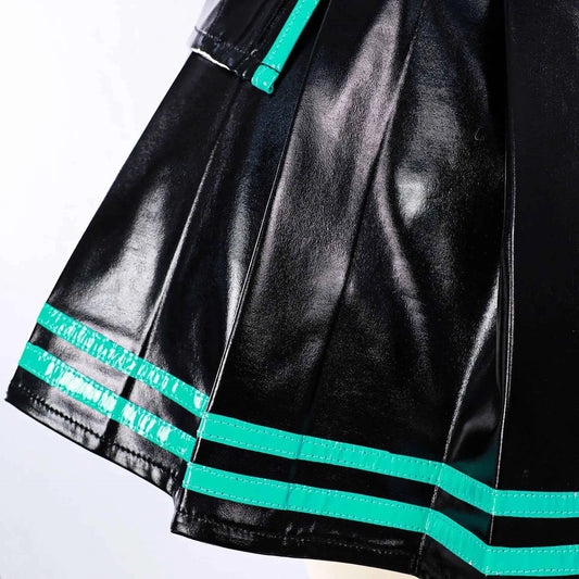 in stock Anime Miku Cosplay Full Set Costume Miku 16TH Cosplay Leather Midi Sexy Dress Halloween Carnival Party JK Uniform