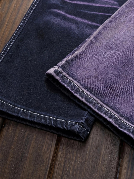 SS69 Men's Distressed Straight Fit Jeans - Vintage Motorcycle Style Denim