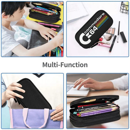 Custom Kawaii Retro Commodore 64 Pencil Case for Girls Boys C64 Amiga Computer Large Capacity Pen Box Bag Stationery SS69