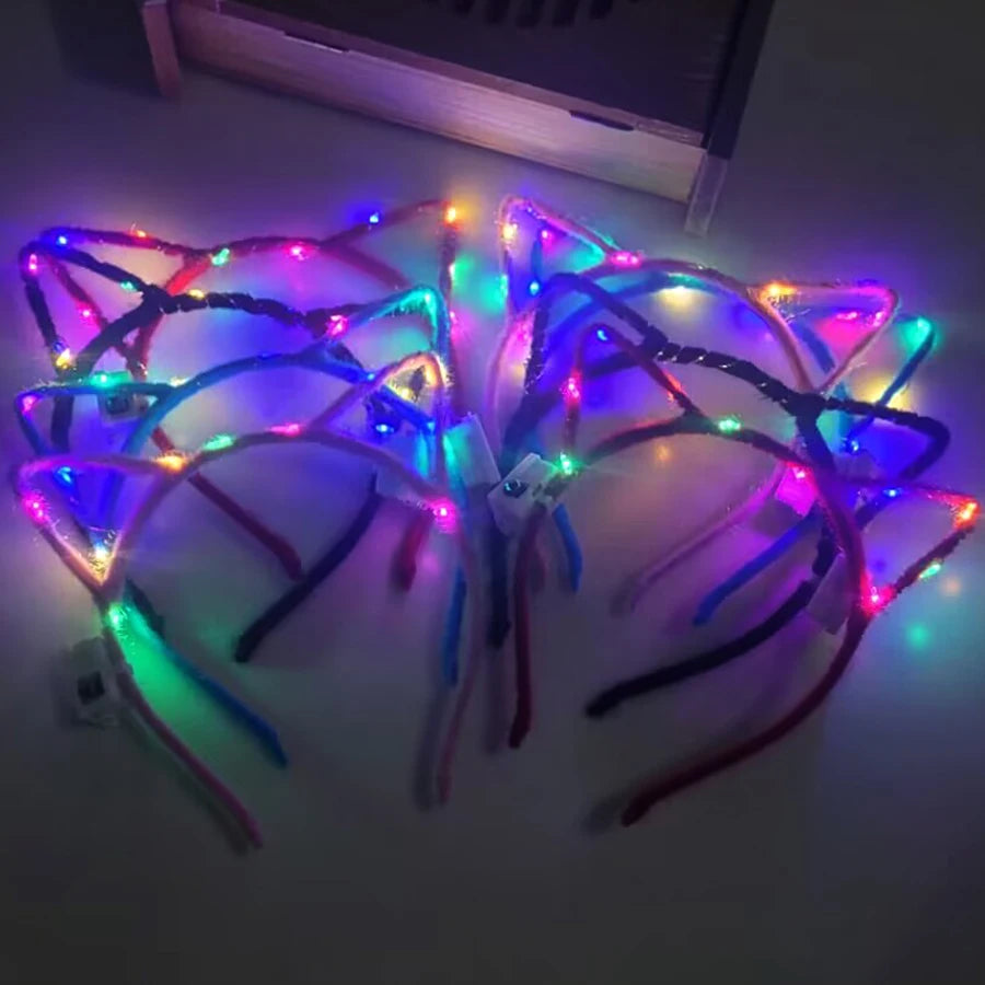 LED Glow Cat & Bunny Ear Headbands - 10/20/30 Pcs