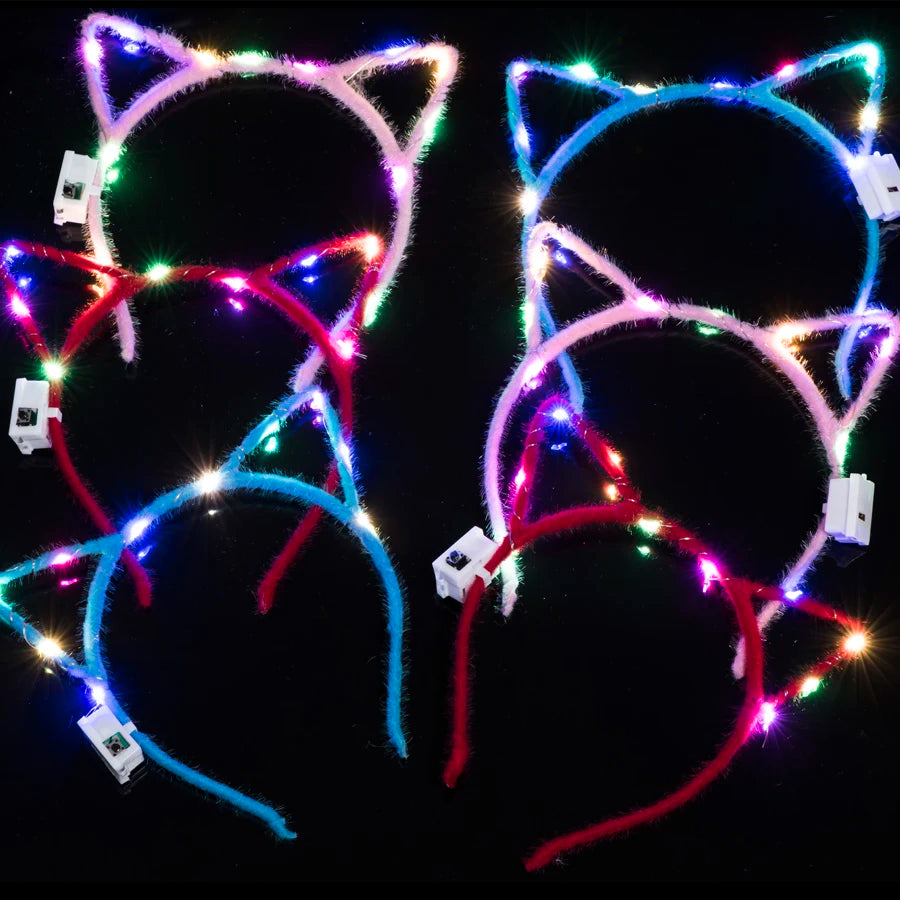 LED Glow Cat & Bunny Ear Headbands - 10/20/30 Pcs
