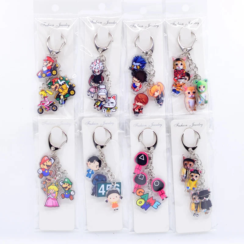 Game Anime Peripheral Keychain 10 Styles 4 in 1 Arcylic Cartoon Figures Keyrings Kawaii Key Chain Accessories SS69
