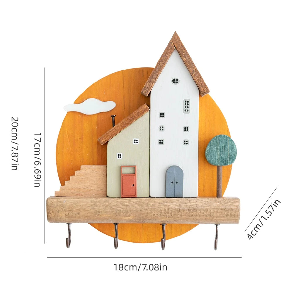Fairytale Town Wooden Wall Hook Rack for Keys