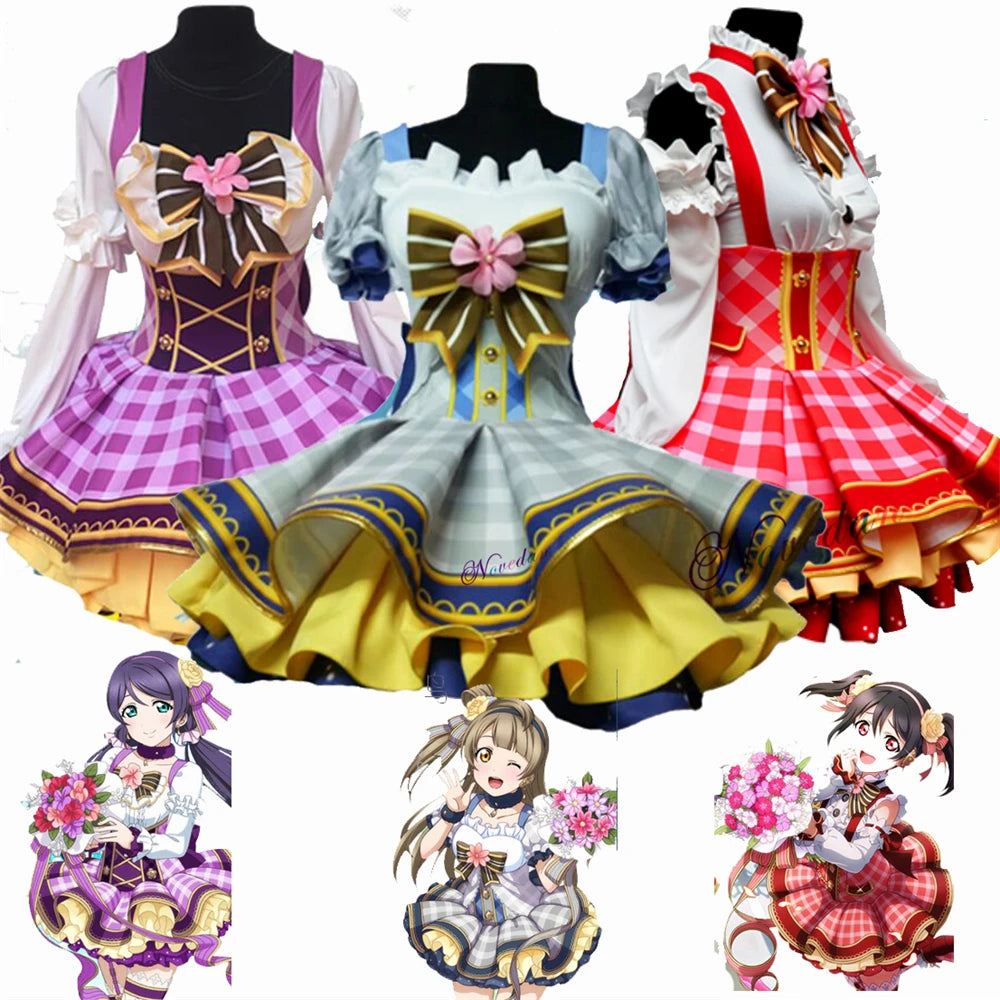 Lovelive Flower Bouquet Cosplay Nico Kotori Tojo Maki Eli Ayase Nozomi Hanayo Lolita Dress Love Live Uniform Cosplay Costume SS69