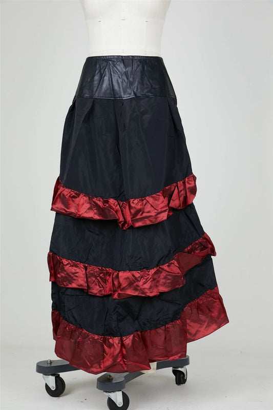 Cosplay Vintage Steampunk Dress Victorian Medieval Ruffled Satin Lotus Trim Gothic Skirts Women Corset Skirt Pirate Costumes SS69