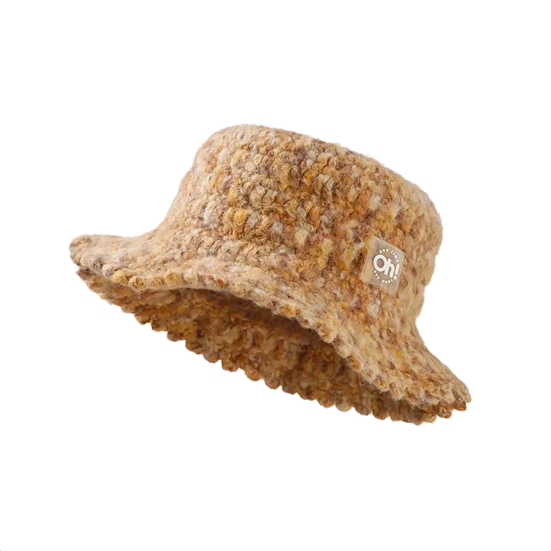 OhSunny Autumn Winter Wavy Brim Bucket Hats,Rainbow Cute Thermal Caps Women's Outdoor Warm Hand-knitted Fisherman Caps Packable