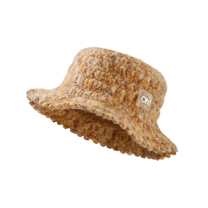 OhSunny Autumn Winter Wavy Brim Bucket Hats,Rainbow Cute Thermal Caps Women's Outdoor Warm Hand-knitted Fisherman Caps Packable