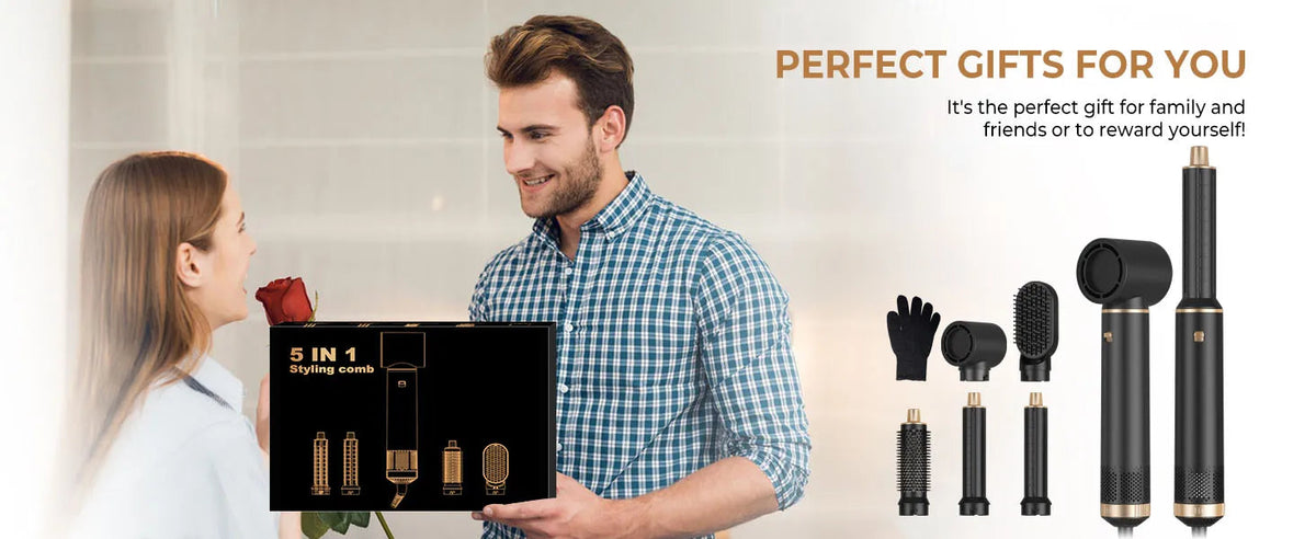 Hair Dryer 5 in 1 Electric Comb Negative Ion Straightener Comb Curling Iron Detachable Multifunctional Heating Brush Hair Dryer SS69