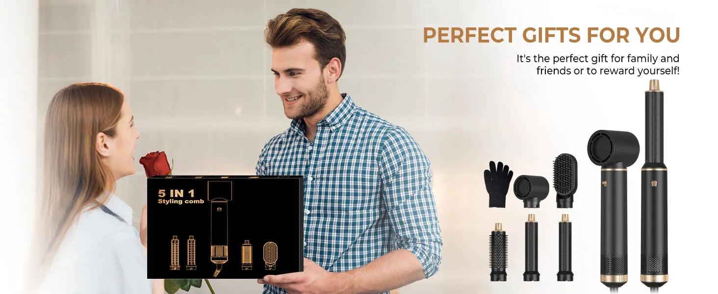 Hair Dryer 5 in 1 Electric Comb Negative Ion Straightener Comb Curling Iron Detachable Multifunctional Heating Brush Hair Dryer SS69