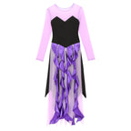 Women Ursula‘s Dress Halloween Carnival Mermaid Octopus Sea Witch Cosplay Costume Long Sleeve Mesh Asymmetrical Hem Dresses