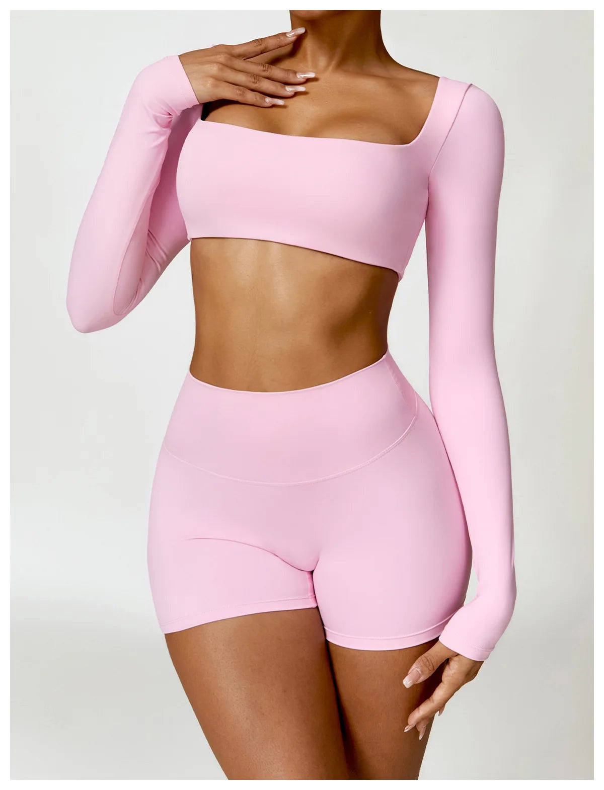 2PCS Yoga Suit Sports Set Women Quick-Drying Gym Set Women Tracksuit Running Workout Long Sleeve Sports Shirt Yoga Clothing SS69