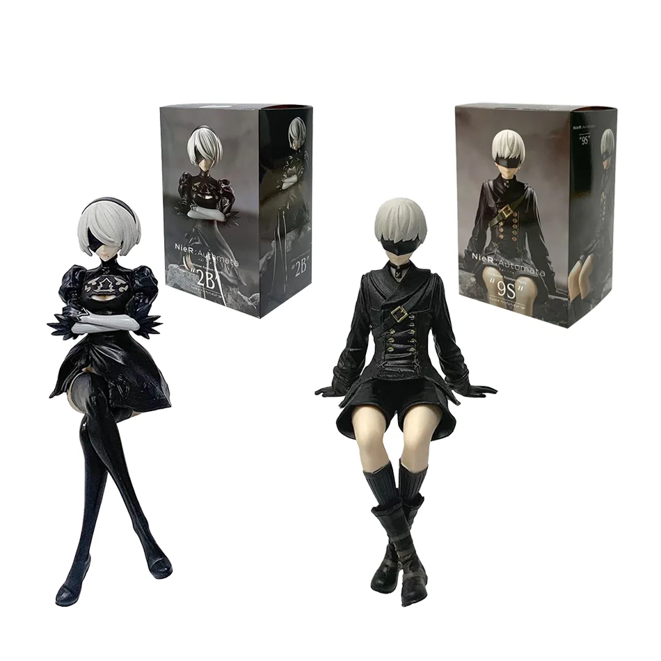 Nier Automata 2B A2 9S Sitting Position Game Figure Mechanical Lifeform Statue Collection Desktop Decoration  Toys Gifts SS69 38.69 A and B with box