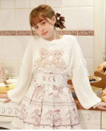 Mine Style Autumn and Winter Classic Cartoon Bear Sweater Lady Girls Sweet Round Neck Loose Sweater Japanese Liz Knit Tops