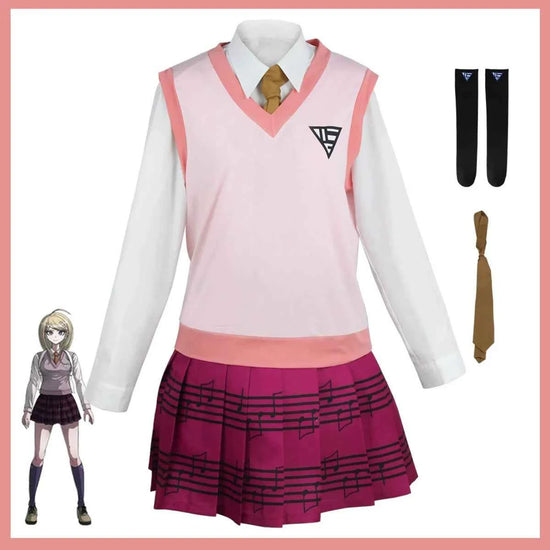 Anime Game Kaede Akamatsu Cosplay Costume Korean Style Pink School Uniform Vest Gingham Wig Woman Sexy Carnival Party Suit