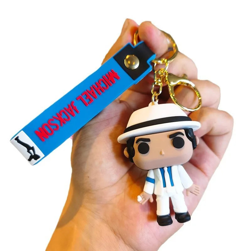 Michael Jackson Silicone Keychain with Gold-Tone Clasp