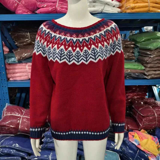 Spring Knitted Women's Sweater O-neck Long Sleeve Casual Loose Sweater Elegant Trendy Print Female Winter Fashion Ladies Clothes