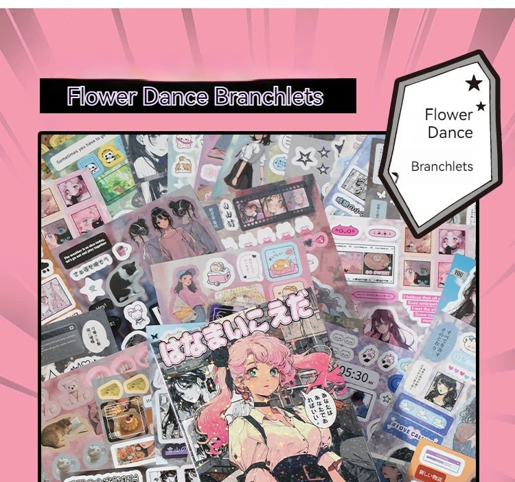 45pcs Japanese Retro Early Style Manga Cut Film Sticker Book Kawaii Girl Scrapbook Journal DIY Deco Cute Showa Phone Case Decals SS69