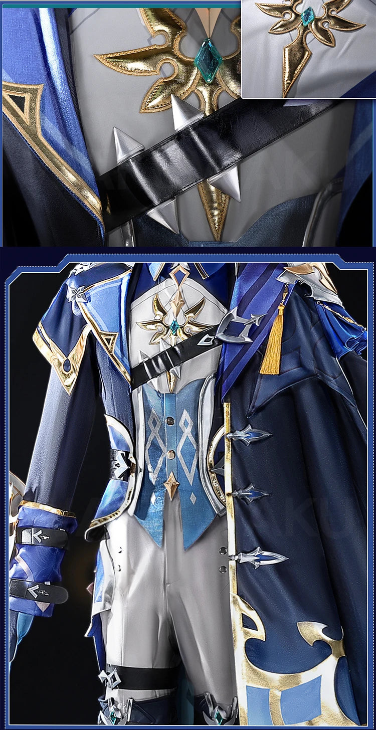 【Ready For Ship】Lohen Cosplay Costume Game Genshin Impact【S-2XL】WakuWaku-R Men Lohen Knights of Favonius Wig Plus Size
