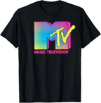 Casual Funny Men Women Shirt 80s 90s MTV  Fluorescent Colors Retro Design T-Shirt Graphic Tee Women Summer Clothes