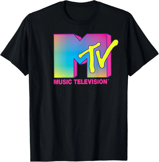 Casual Funny Men Women Shirt 80s 90s MTV  Fluorescent Colors Retro Design T-Shirt Graphic Tee Women Summer Clothes