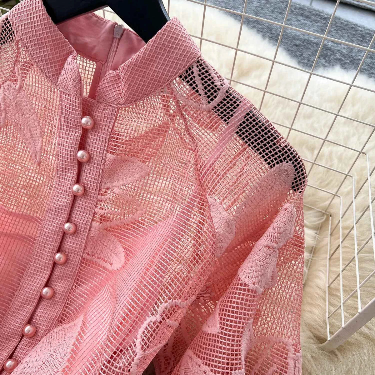 SINGREINY Women Elegant Floral Emboridery Dress Hollow Out Long Sleeve Single Breasted Belt French Court Chic Short A Line Dress