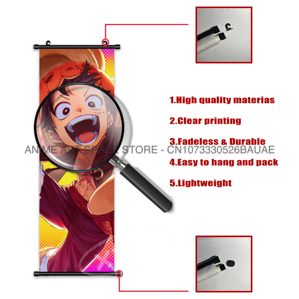ONE PIECE Hanging Painting Japanese Anime Home Decor Wall Art Luffy Scrolls Pictures Passion Straw Hat Pirates Warm Blood Comics SS69