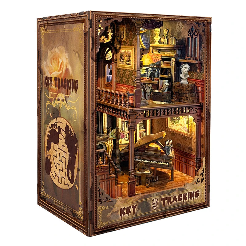 Tinamic DIY Wooden Book Nook Shelf Insert Miniature Model Building Kit