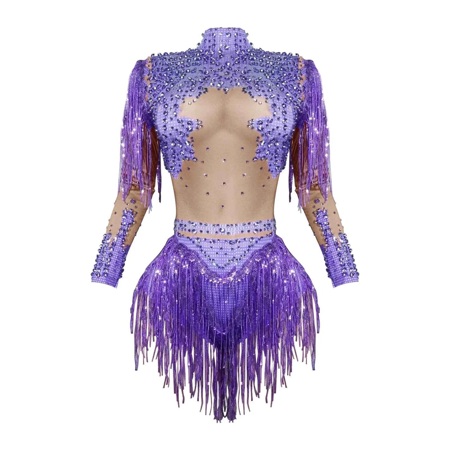 Custom rhinestones bodysuit tassels women Celebrate stage Team pole dance club party fashion leotard clothing