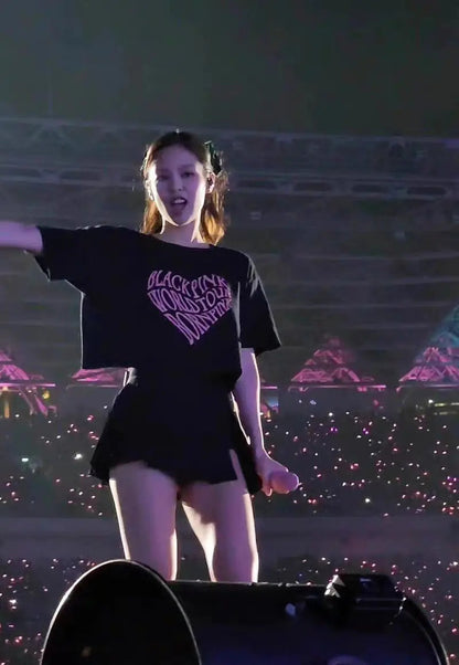 Crop Navel Baring Sport T-shirt Cotton Kpop BP Concert T-Shirts Fashion Summer Clothes Women Pink Clothes Sport Short Sleeves SS69