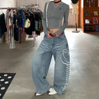 Women's Y2k Baggy Boyfriend Jeans - Wide Leg Distressed Denim
